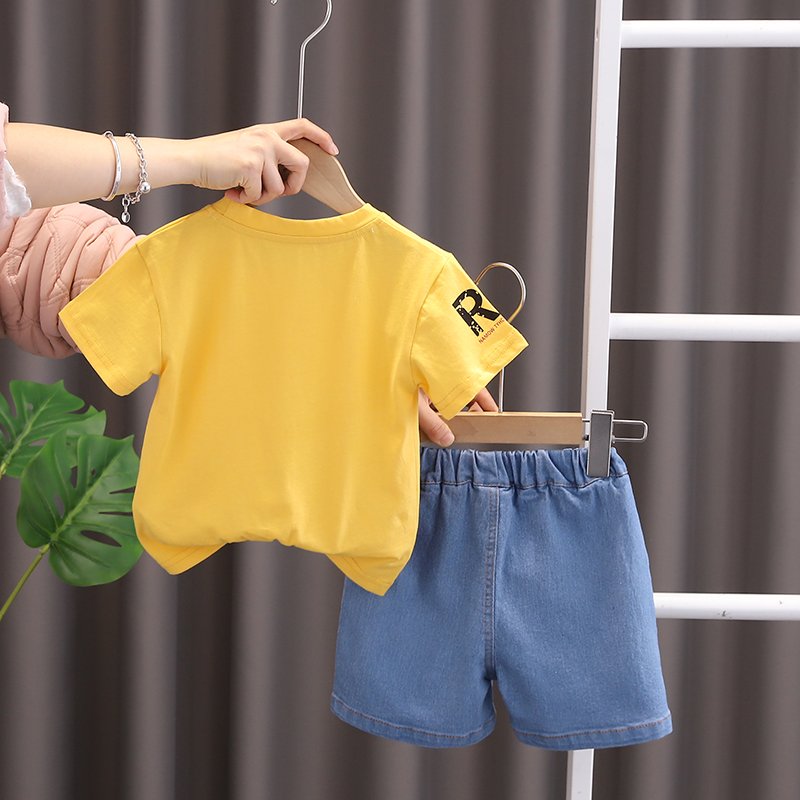 2024 New Summer Baby Clothes for 3 Years Kids ODM Supply Cheap Cartoon Character Outfit Shorts and jeans boys Shorts Sets