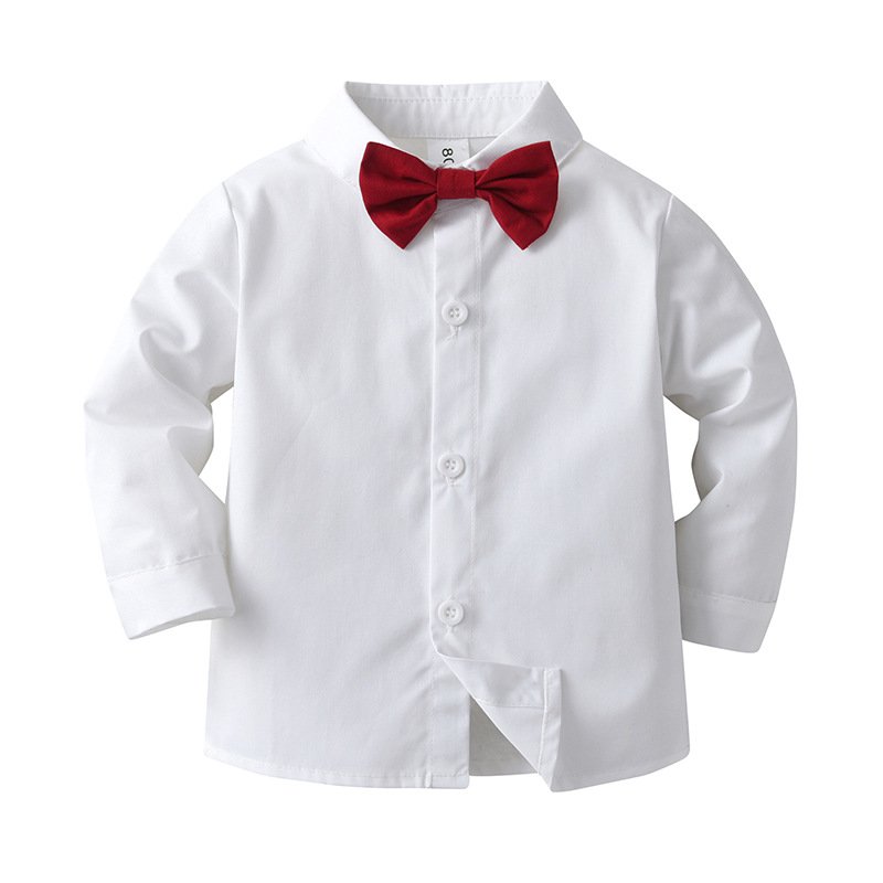 Adorable Little Boy Gentleman Outfit Formal Suit Children Suit Baby Boy Clothes Long Sleeve Bowtie Shirts Suspenders Pants Set