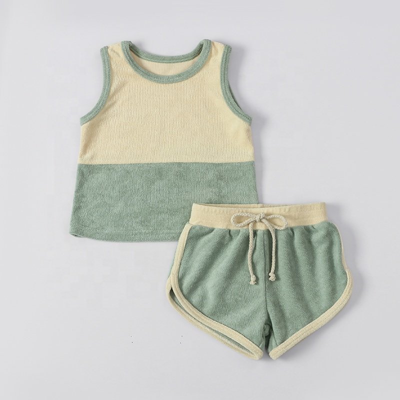 Markdown Sale Baby Summer Clothing Suit Polyester Viscose Toddler Clothes Set Sleeveless Two Piece Baby Boys Clothing Sets