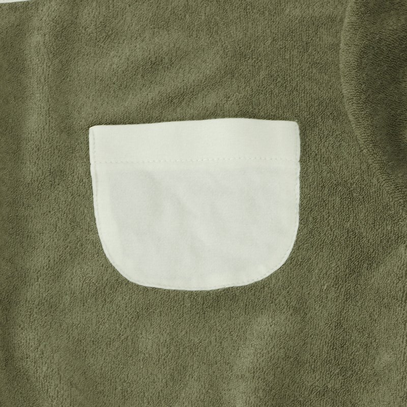 Customized wholesale Terry cloth with pocket and contrast color Short Sleeve 2 Pcs Outfits toddler clothing sets