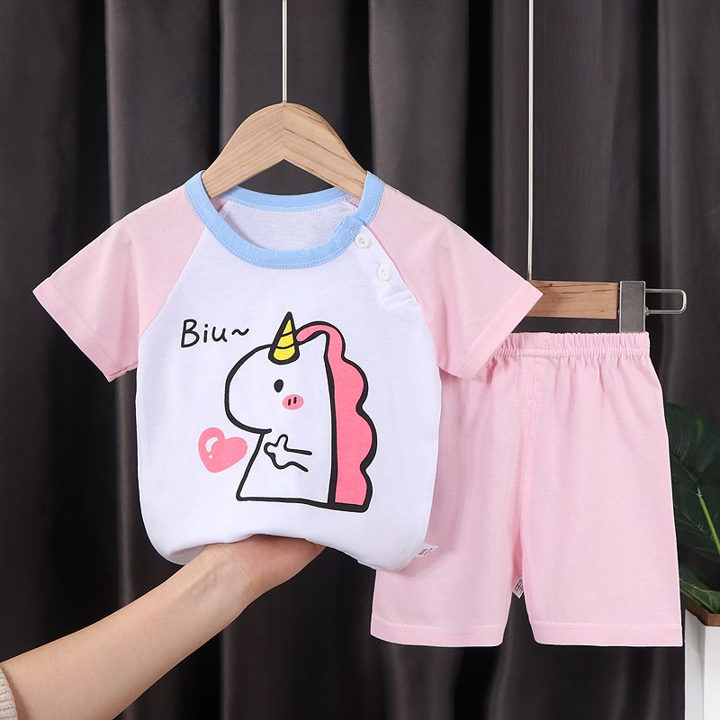 Factory direct sale summer children cotton short sleeve suit wholesale
