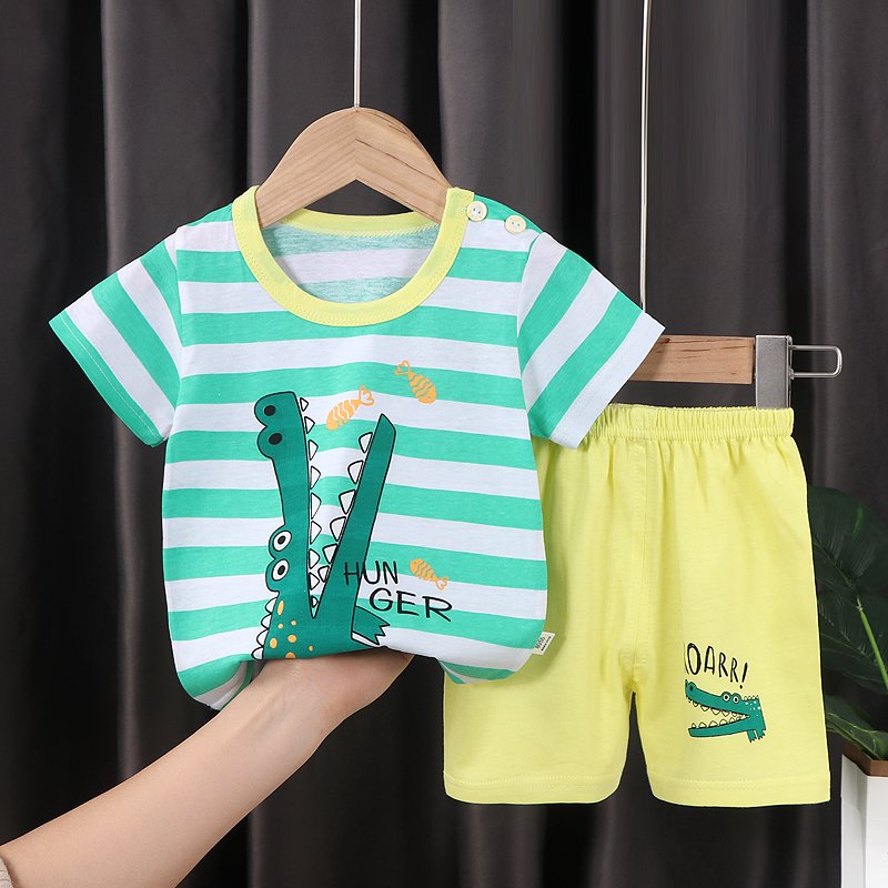 Factory direct sale summer children cotton short sleeve suit wholesale