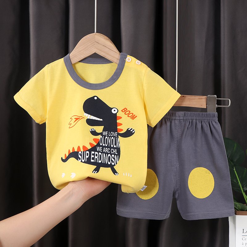 Factory direct sale summer children cotton short sleeve suit wholesale