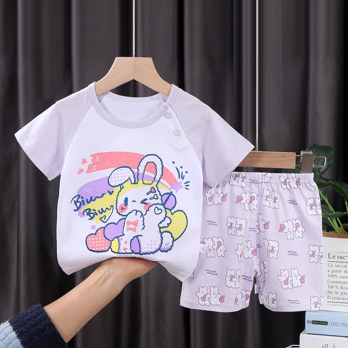 Factory direct sale summer children cotton short sleeve suit wholesale