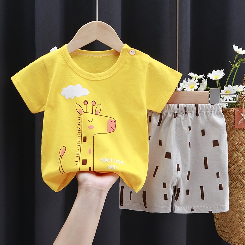 Kids T-shirt shorts 2piece set boys and girls summer clothes baby two-piece suit children clothing