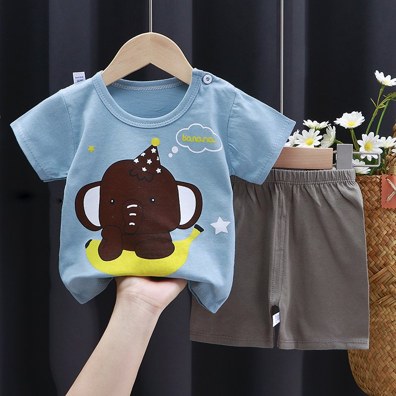 Kids T-shirt shorts 2piece set boys and girls summer clothes baby two-piece suit children clothing