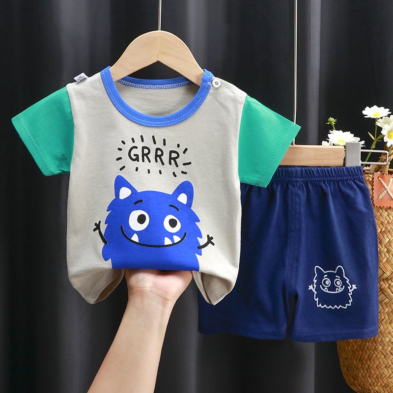 Kids T-shirt shorts 2piece set boys and girls summer clothes baby two-piece suit children clothing