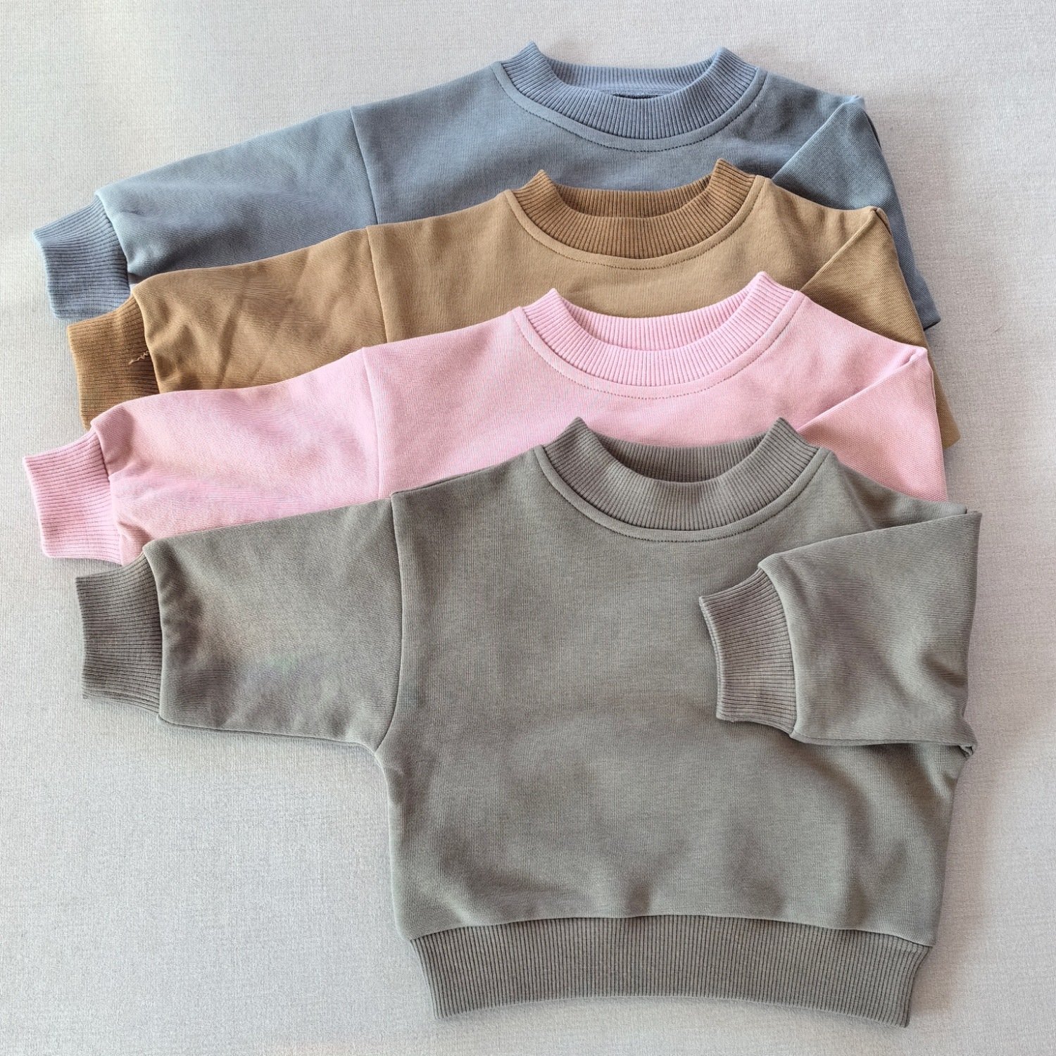 Baby Toddler 2-Piece Ribbed Sweatsuit Solid Color Set Sweatshirt Set Hoodie Riding Pants For Kids