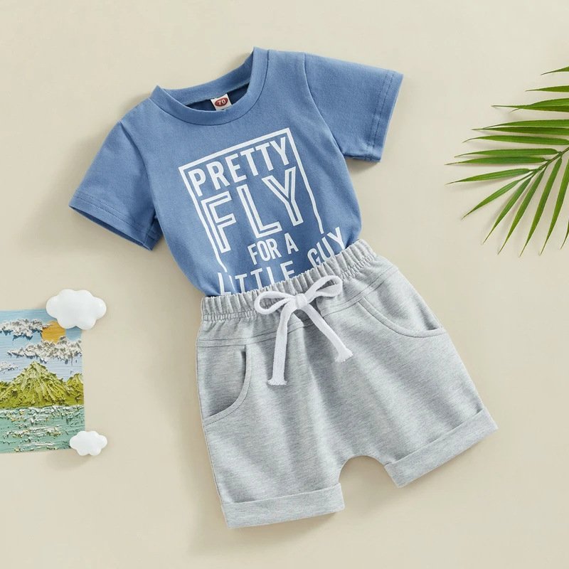 Toddler Baby Boys Clothing Sets Infant Summer Clothes Letter Printed Kids Tassel T-shirt Bell-bottom Set cute Outfits Tee Shorts