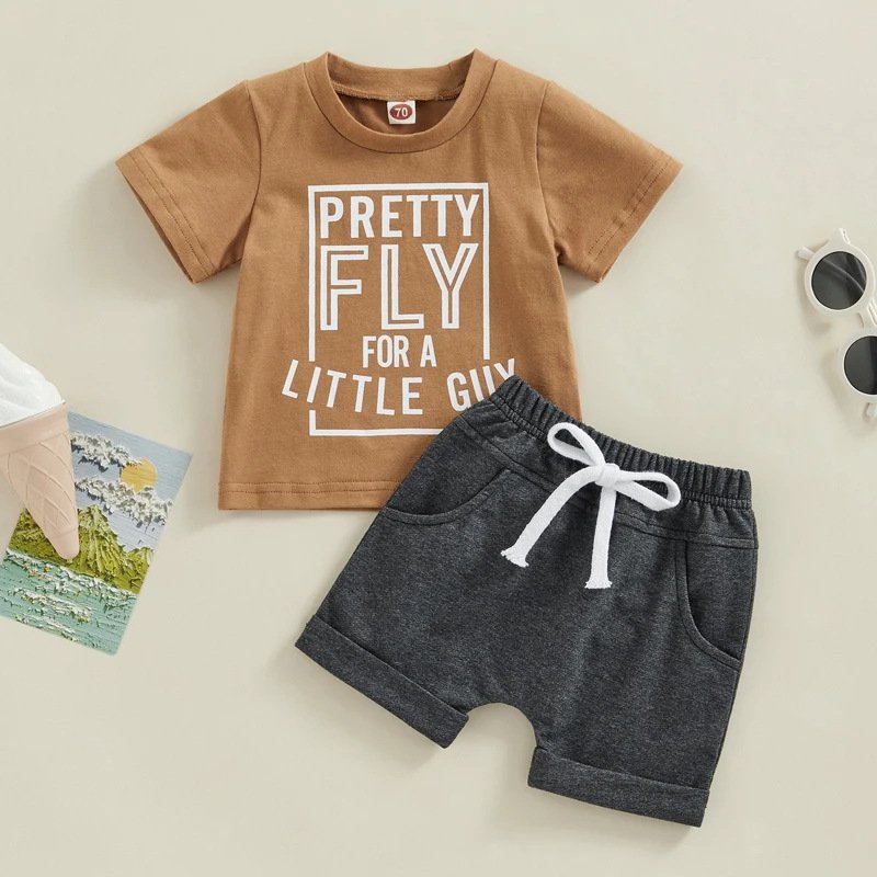 Toddler Baby Boys Clothing Sets Infant Summer Clothes Letter Printed Kids Tassel T-shirt Bell-bottom Set cute Outfits Tee Shorts