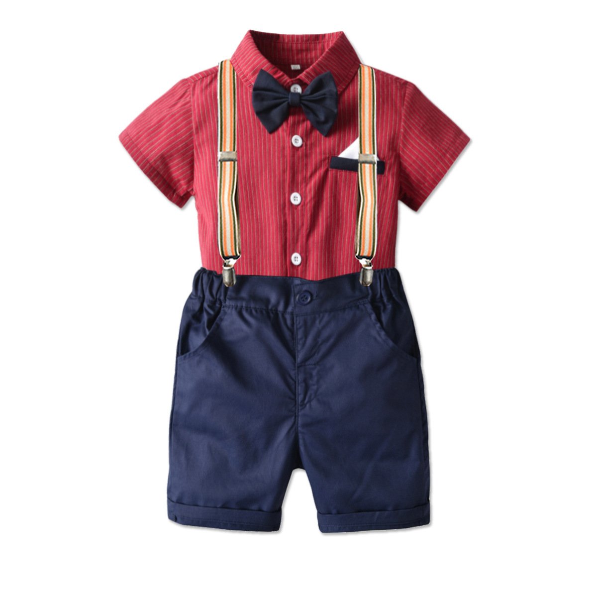 Formal Kids Clothing Wholesale Kids Sets Short-sleeved Striped Shirt Shorts Clothes Boys Clothing Sets