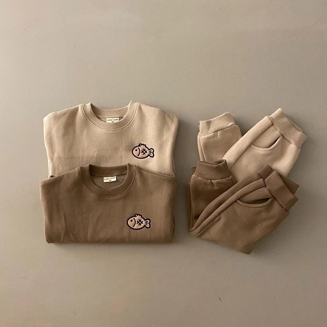 Baby Cute Clothe Sets Cartoon Fish Sweatshirt + Trousers 2pcs Suits Baby Boys Girl Clothing