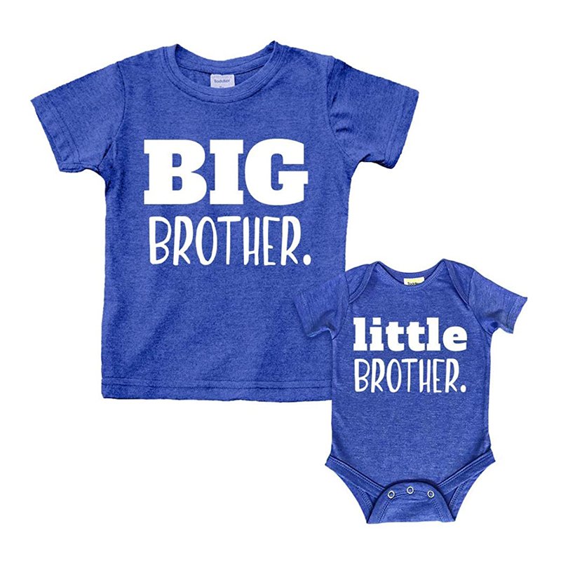 Big Brother Little Sister Outfits Shirt Sibling Tee Shirt Cotton Baby Newborn Clothing Set