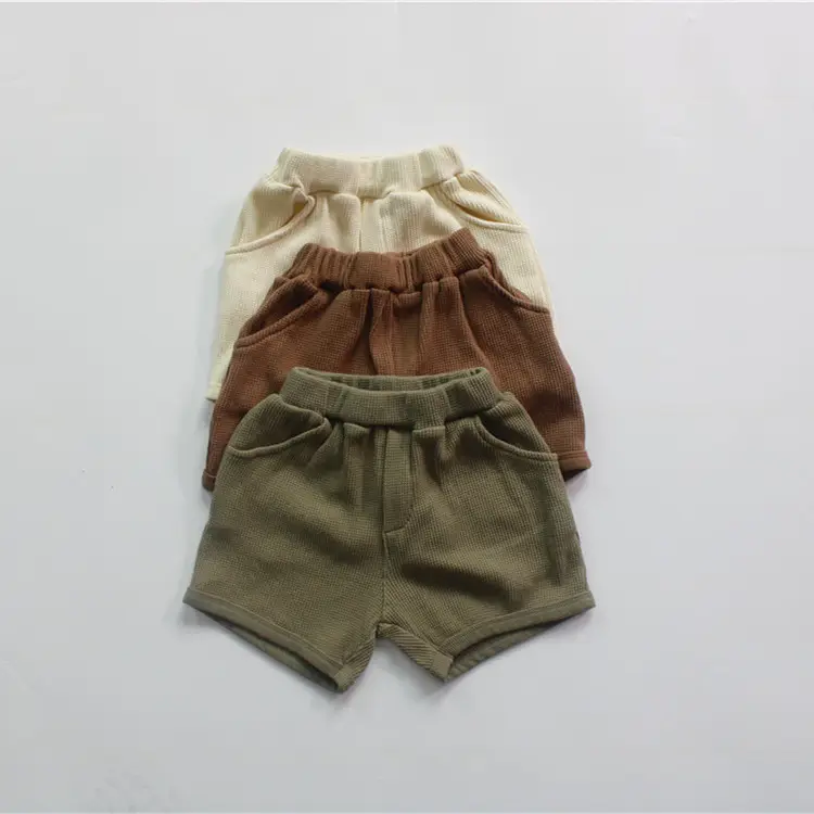 Casual Kids Ribbed Organic Cotton T-Shirt Shorts Outfit Set Short Sleeve Boys Girls Clothing Sets