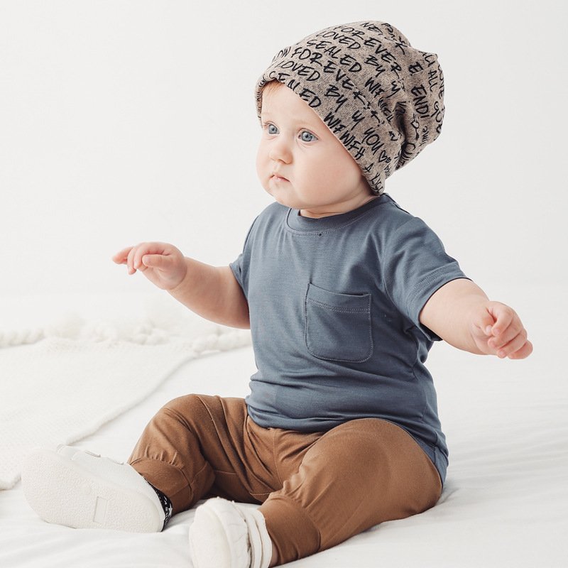 Bamboo Fiber Short Sleeve Hygroscopic And Sweat Releasing Solid Color Round Neck Bamboo Baby Clothes