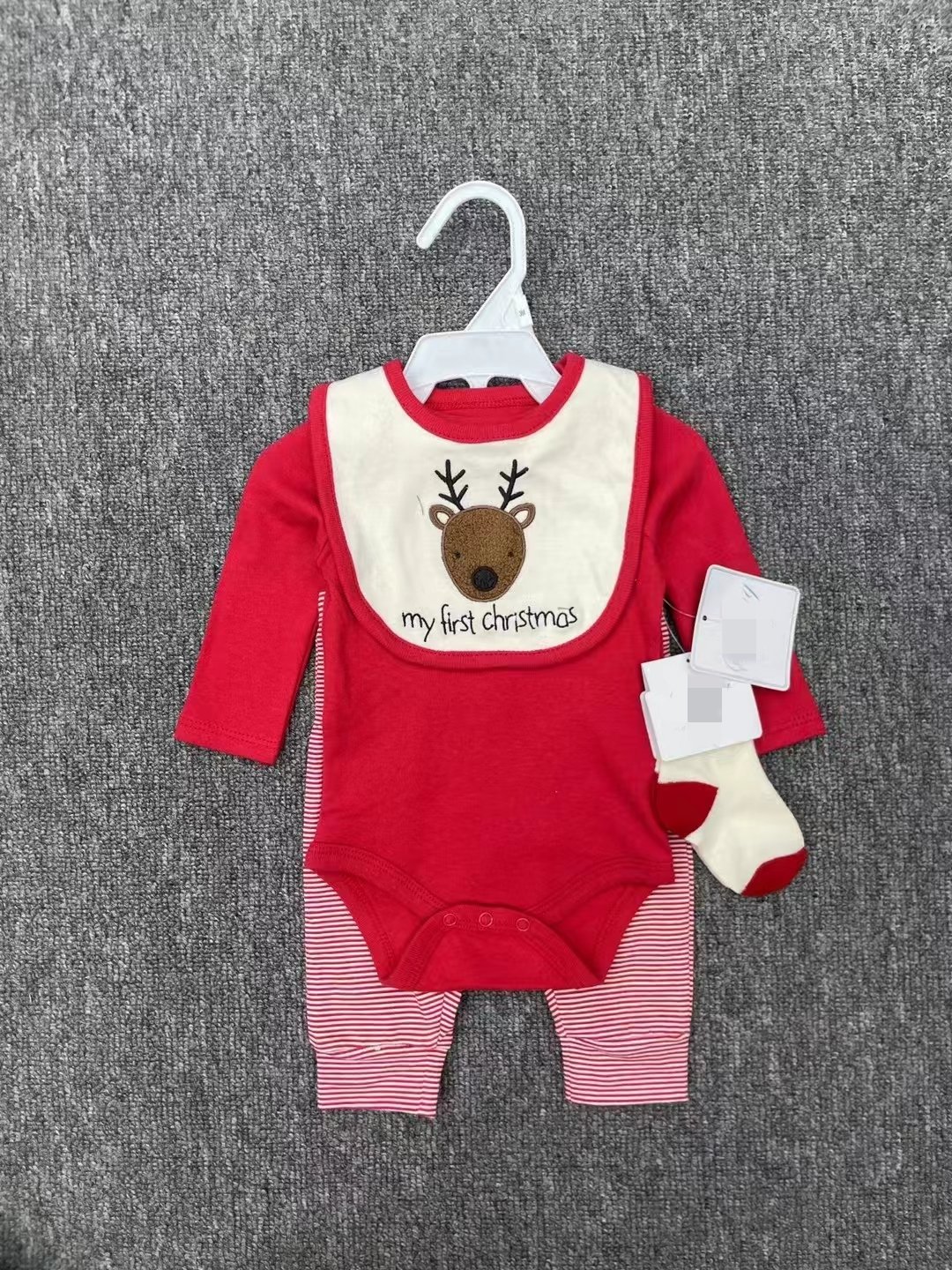 Wholesale Christmas 0-24m Winter Newborns Baby Girls Boys Cotton Clothes 2pcs Sets Infant Tree Baby Christmas Outfit