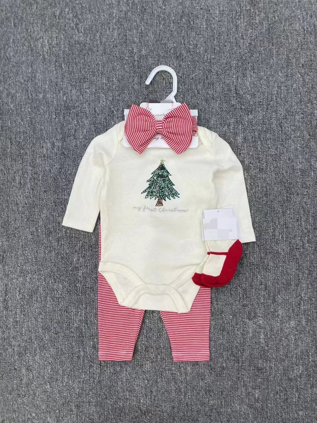 Wholesale Christmas 0-24m Winter Newborns Baby Girls Boys Cotton Clothes 2pcs Sets Infant Tree Baby Christmas Outfit