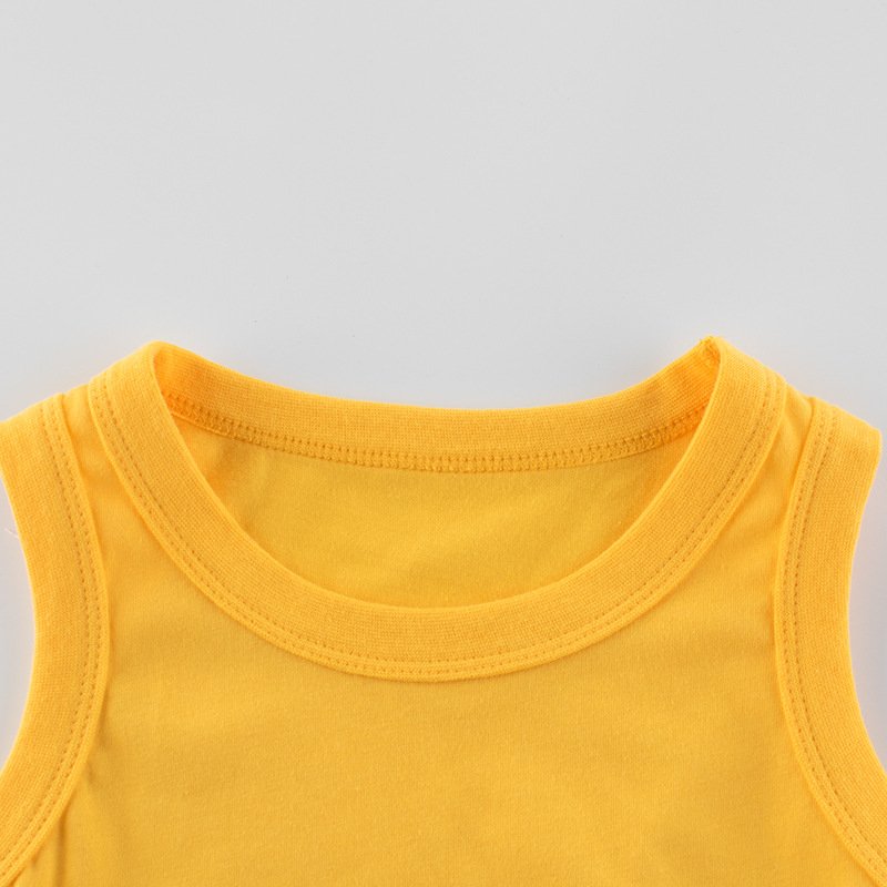 Summer Custom logo Print Kids Boys Plain Solid color Cotton Shirt Crewneck Sleeveless Simple Design girls Tank Top Children Vest