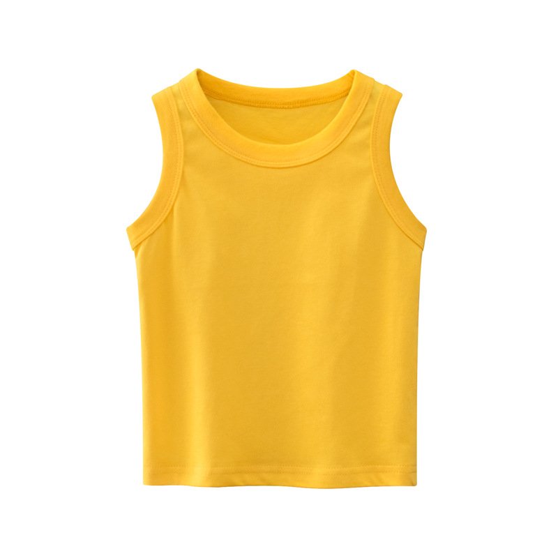 Summer Custom logo Print Kids Boys Plain Solid color Cotton Shirt Crewneck Sleeveless Simple Design girls Tank Top Children Vest
