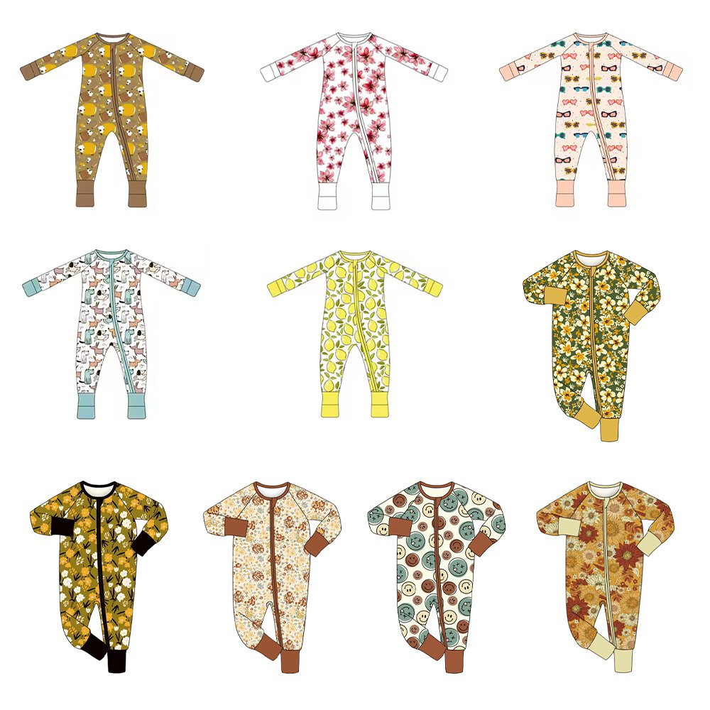 Wholesale Price Zipper Custom Bamboo Baby Pajamas Infant Baby Clothes for 0-3 Years New Born Baby