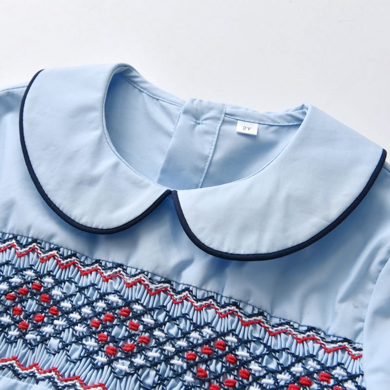 Customized Baby Boy Hand Made Smocking Clothes Set Children Spanish Boutique Clothing Suit