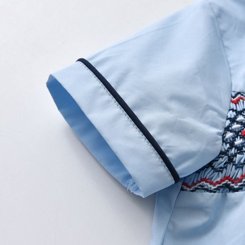 Customized Baby Boy Hand Made Smocking Clothes Set Children Spanish Boutique Clothing Suit