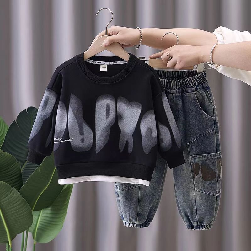 2024 New Spring Autumn Children Clothes Sets Boys Long Sleeve Sweatshirt Sets Children Fashion Suit Boys Two-Piece Set