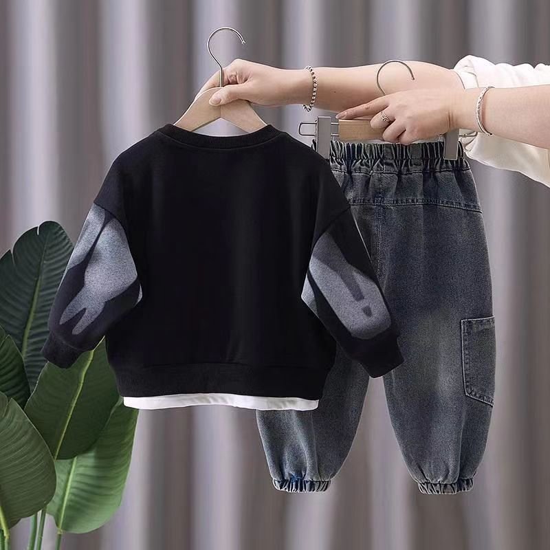 2024 New Spring Autumn Children Clothes Sets Boys Long Sleeve Sweatshirt Sets Children Fashion Suit Boys Two-Piece Set