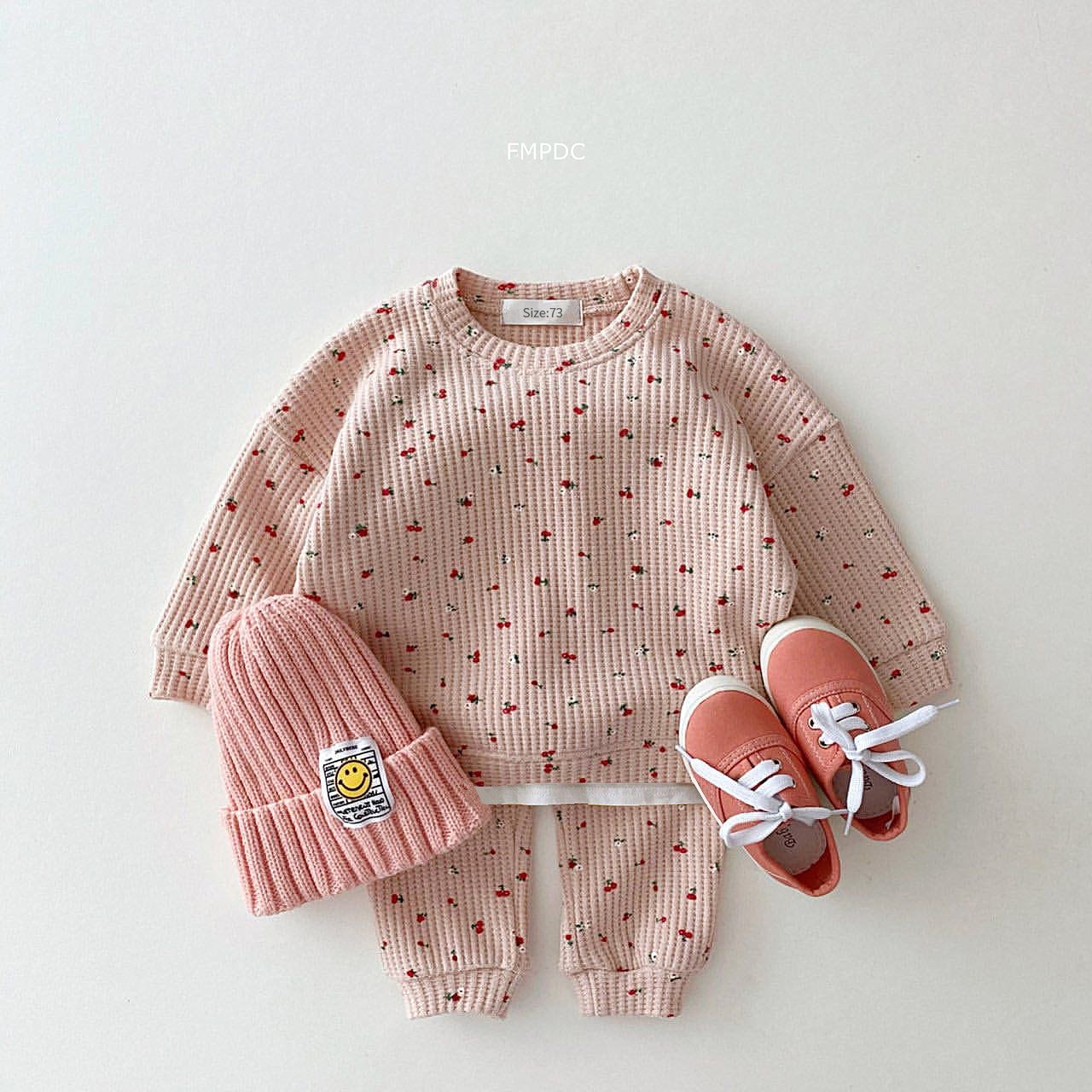 2PCS Newborn Boys Girls Round Neck Flowers Print Long Sleeve Top+Pants Infant Toddler Set Spring Autumn