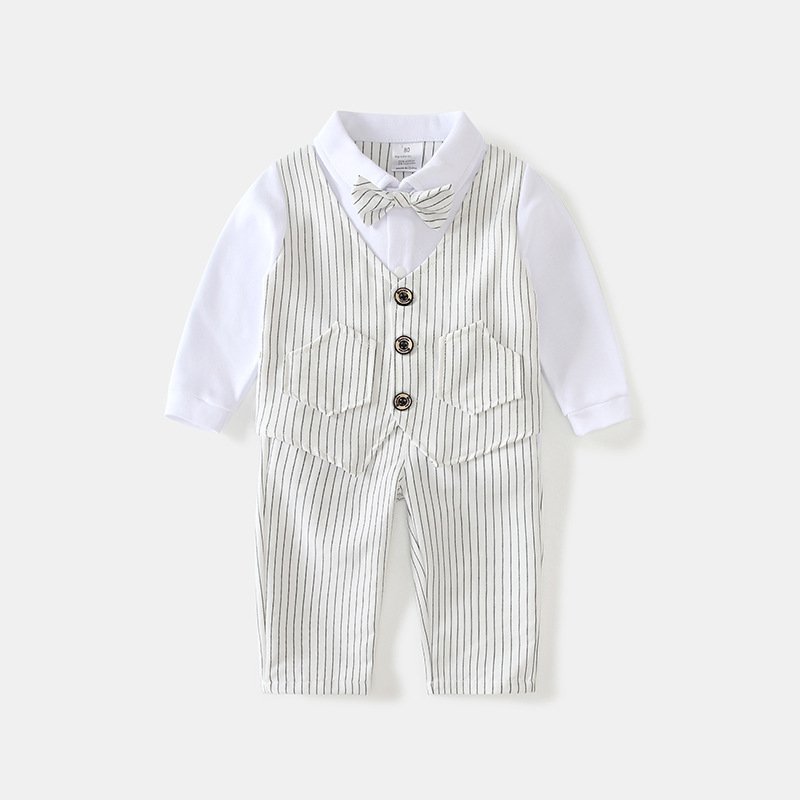 Hot Sell Spring Baby Boy Striped Ceremonial Dress Sets Baby Boy Two Piece Clothing Sets Boy Baby Gentleman British Style Suit