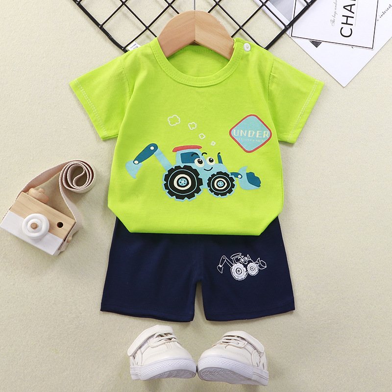 2024 New Leisure Children's Short-Sleeved Suit 0-4Years Old Summer Shorts Summer Boys And Girls Cotton T-Shirt