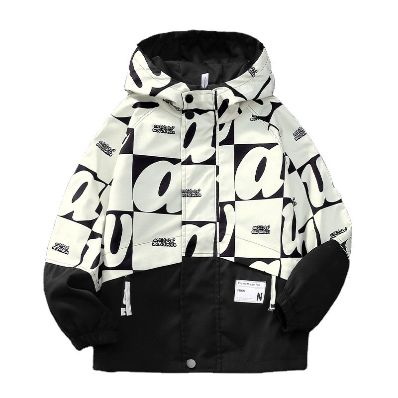 New styles high quality Spring and Autumn cool sport coat letter pattern outdoor jacket custom LOGO children's clothing