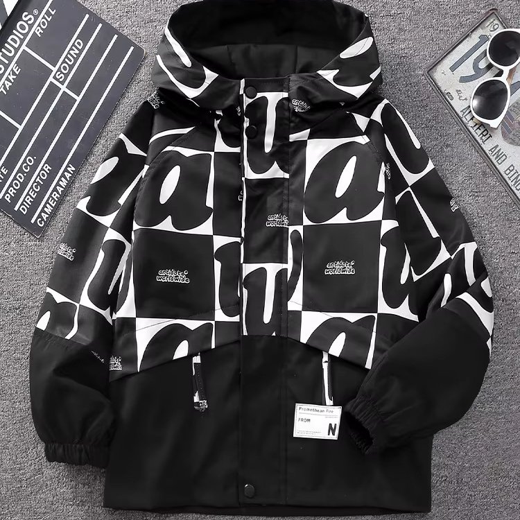 New styles high quality Spring and Autumn cool sport coat letter pattern outdoor jacket custom LOGO children's clothing