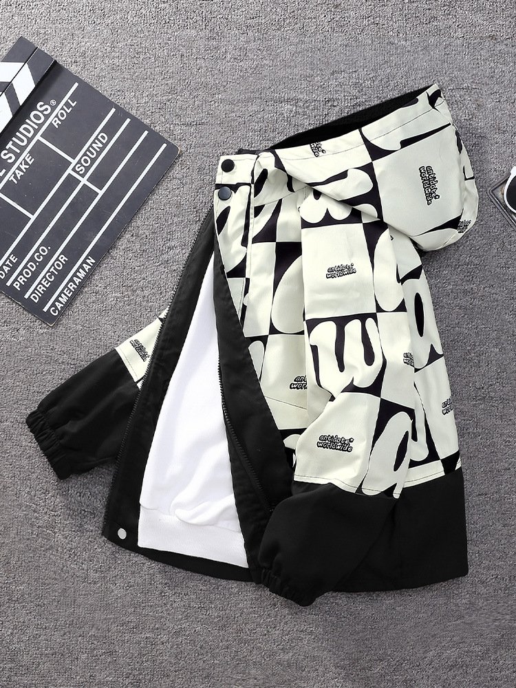 New styles high quality Spring and Autumn cool sport coat letter pattern outdoor jacket custom LOGO children's clothing