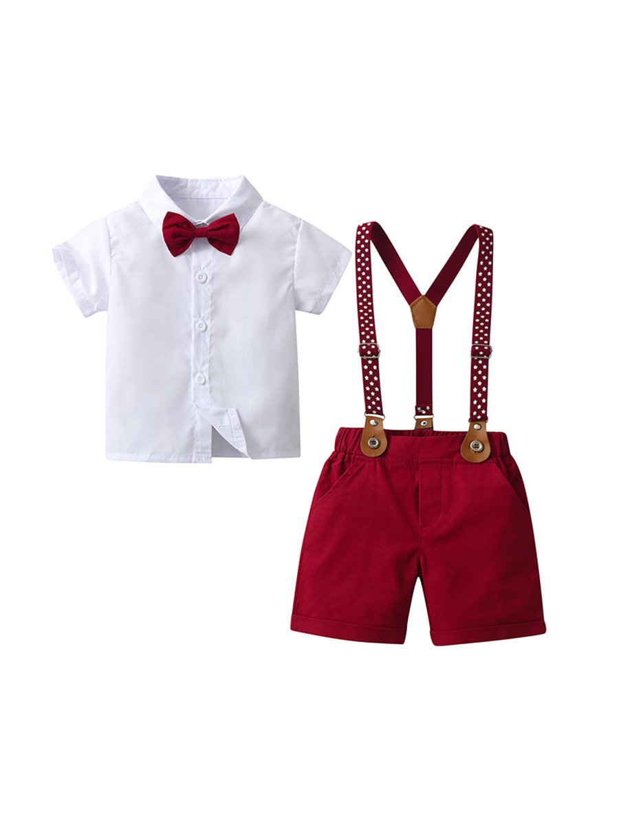 New Summer Boys' Clothing Boys T shirt Strap Short Clothes Set Gentleman Boys Party Suit For Wedding Birthday