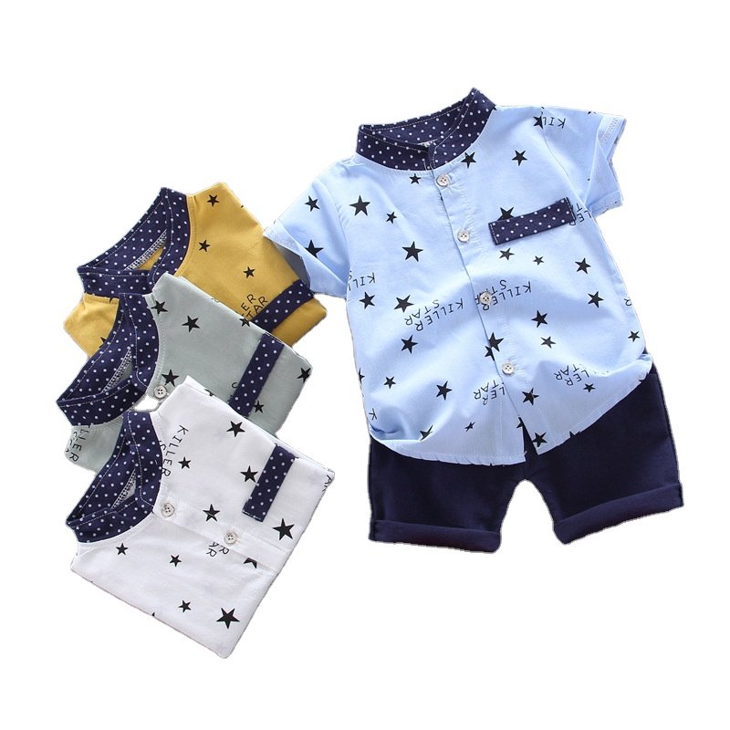 Summer short sleeve children's set baby clothes clothing cartoon cotton children's clothing baby boy clothing set