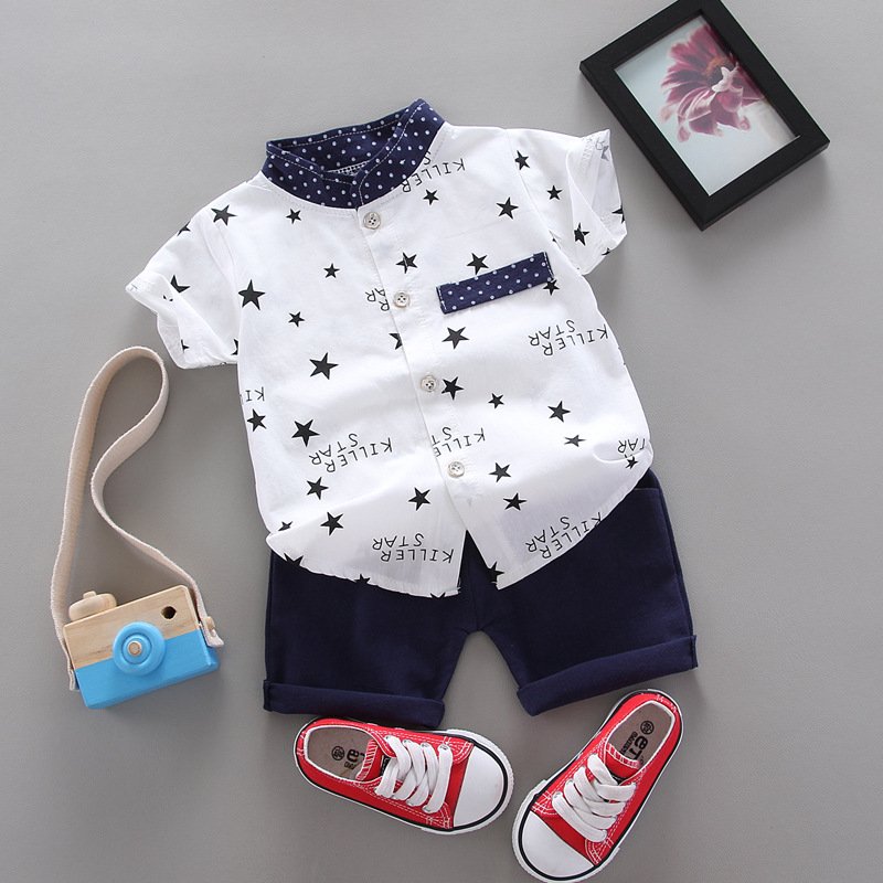 Summer short sleeve children's set baby clothes clothing cartoon cotton children's clothing baby boy clothing set