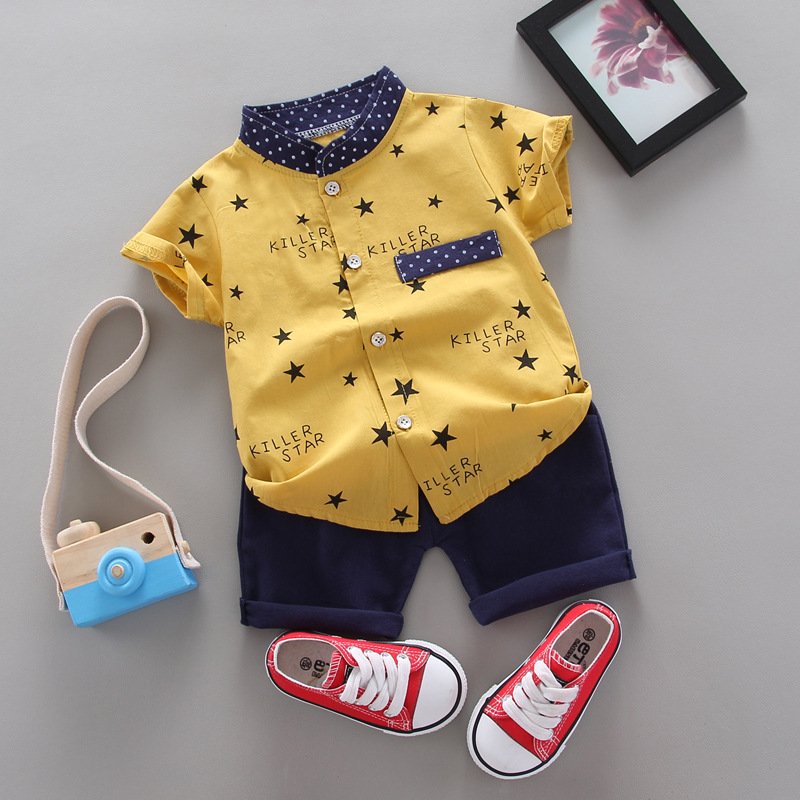 Summer short sleeve children's set baby clothes clothing cartoon cotton children's clothing baby boy clothing set