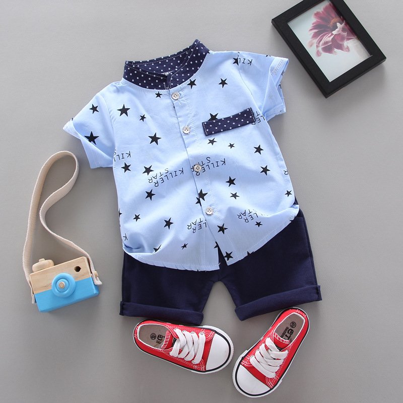 Summer short sleeve children's set baby clothes clothing cartoon cotton children's clothing baby boy clothing set