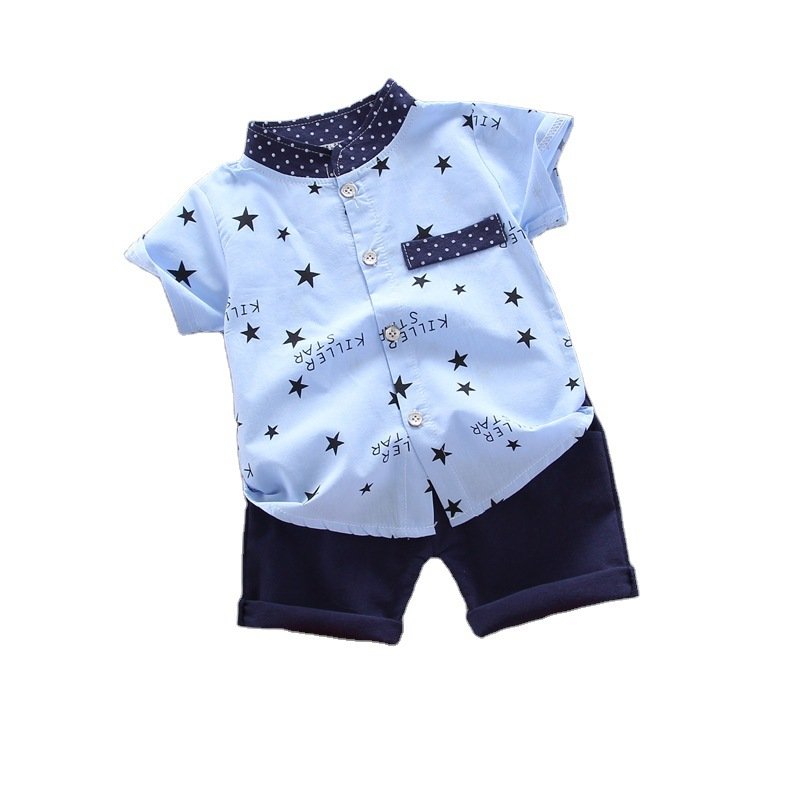 Summer short sleeve children's set baby clothes clothing cartoon cotton children's clothing baby boy clothing set