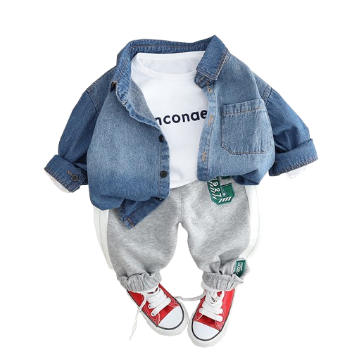 Wholesale new 2024 T Shirt Trousers Jacket Trend Fashion denim clothing Kid Baby Clothes 3 Piece Children Cowboy Set