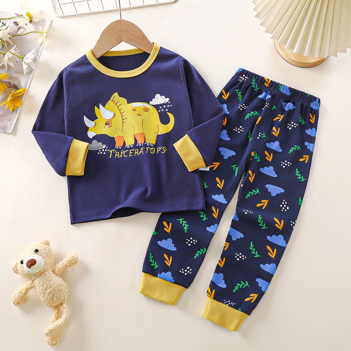 Underwear set pure cotton autumn new boys' pajamas girls' homewear 0-6 years old children's clothing processing custom