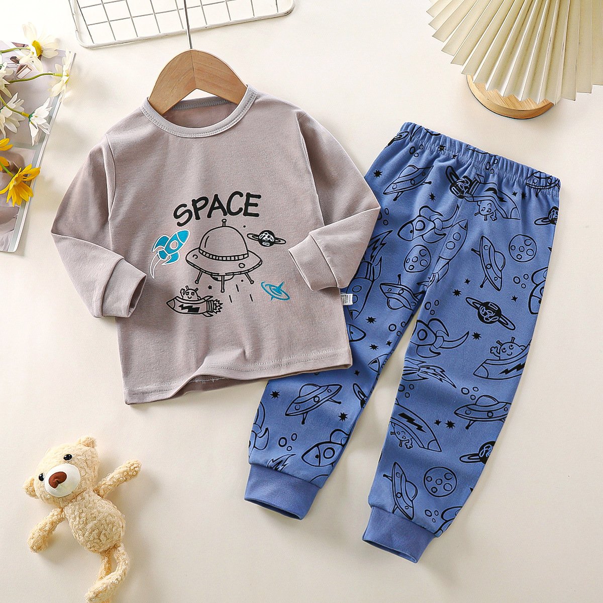 Underwear set pure cotton autumn new boys' pajamas girls' homewear 0-6 years old children's clothing processing custom