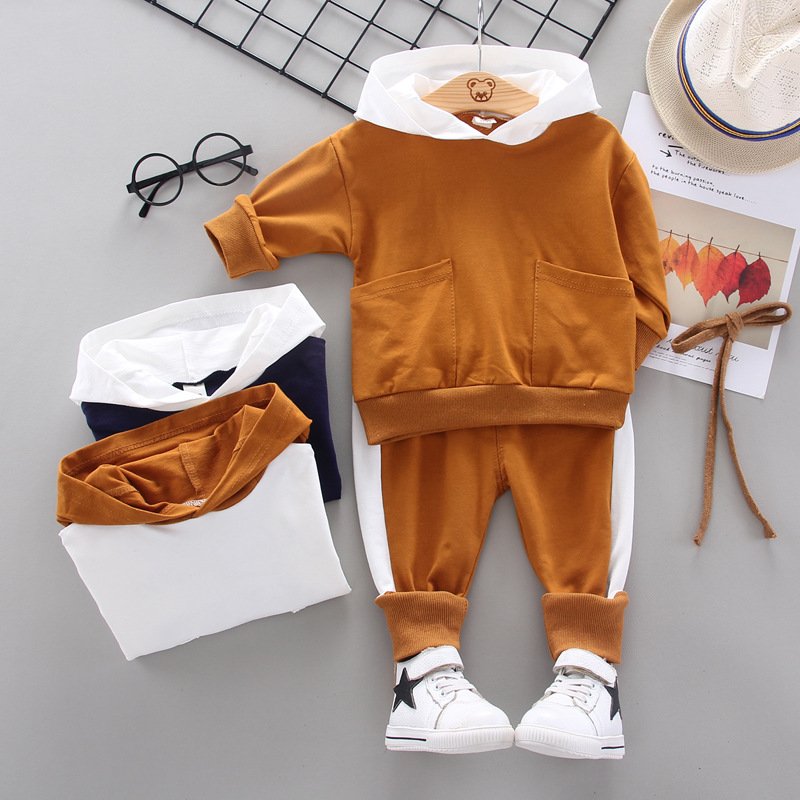 Foreign trade children's long sleeved pullover hoodie casual sports two-piece set