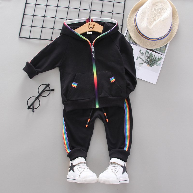 Foreign trade children's long sleeved pullover hoodie casual sports two-piece set