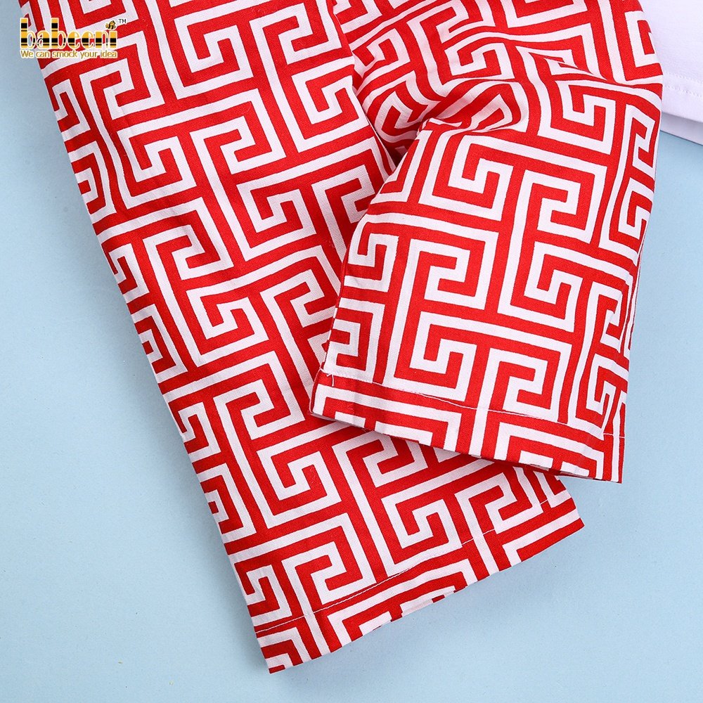 Nice reindeer smocked pants set for boys ODM OEM wholesale smocked children clothing set Babeeni brand - BB742
