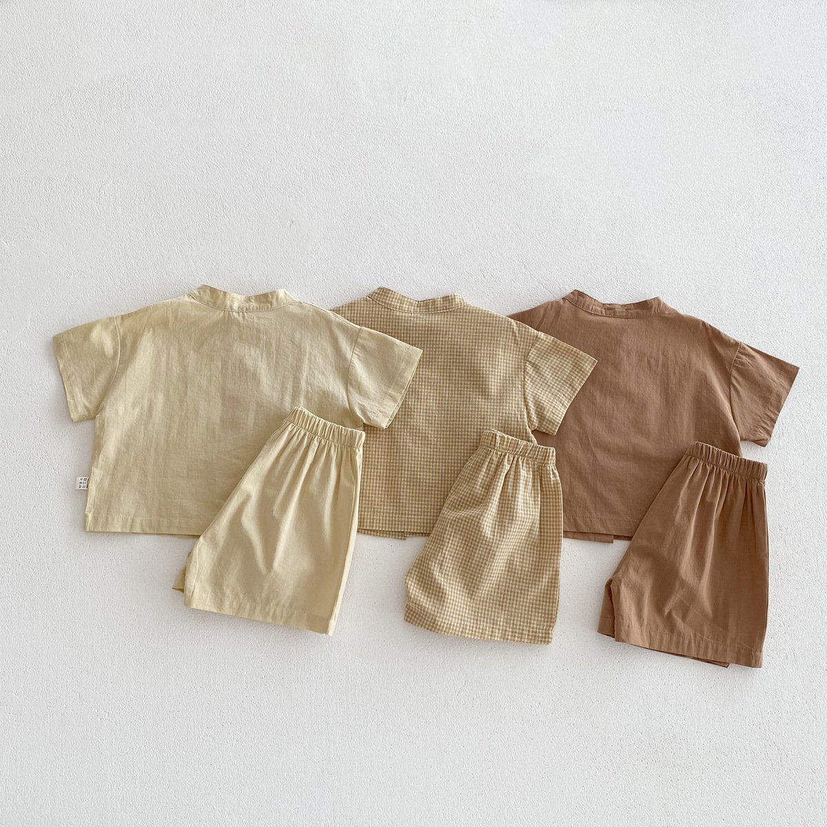 Summer Toddler Baby Thin Solid Color Short-Sleeved Shirt And Shorts Suit Children Casual Home wear Clothing Set