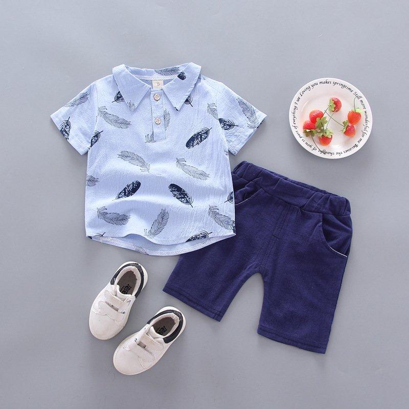 hot sale Summer New Children's Korean Style Cover Shirts Boys Printed Short Sleeve Cotton Clothing Casual Style