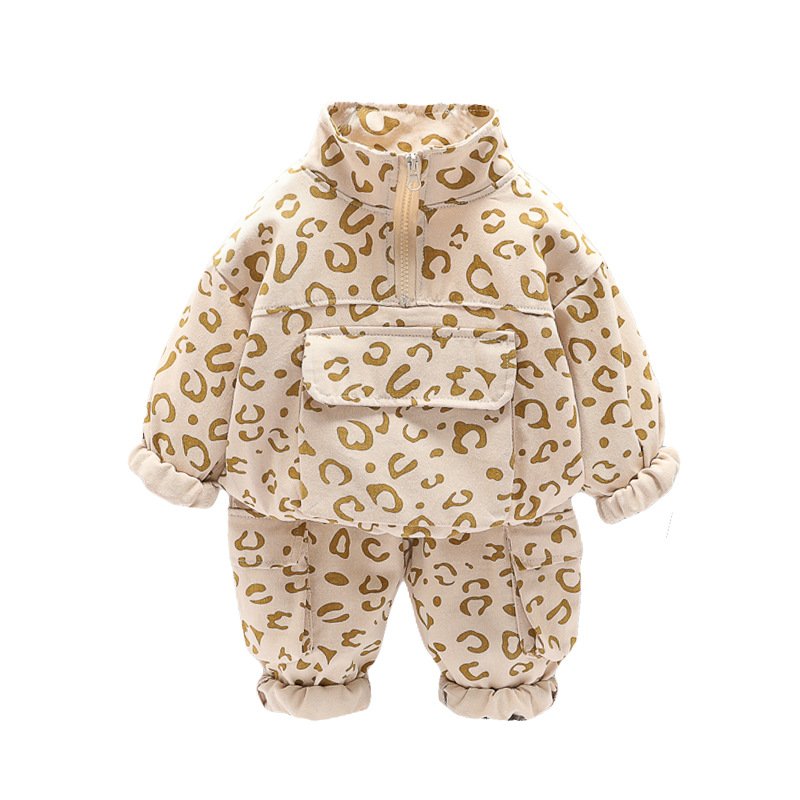 New Wholesale Spring Autumn Children Hoodies Suits 2pcs Leopard Pattern Fashion Boys Sports Clothing Sets