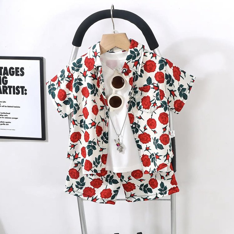Summer Wholesale 1-4Years Children Kids Clothes Short Sleeve T Shirt Print Casual Boys Clothing Set